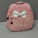 KKXIU Girls Initial Bowknot Cute Mini Backpack for Toddler, Travel Small Girl Backpacks, Personalized Trendy Stuff Gift for Little Girls and Kids(J, Pink)