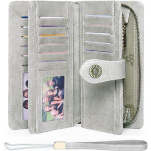 FALAN MULE Wallets for Women Trifold Wristlet Wallets Large Capacity RFID Blocking Ladies Purse Credit Card Holder
