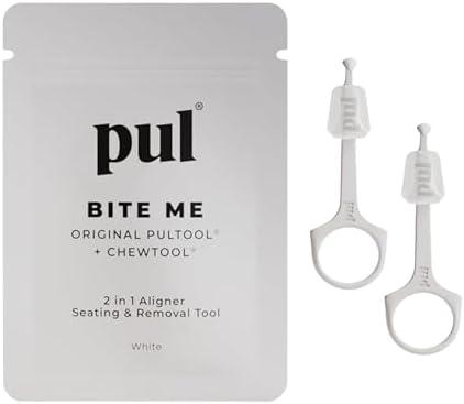 PUL Pack of 2 Reusable 2-in-1 Aligner Seating Chewie & Removal Tool — Compatible with Invisalign, Removable Braces, Retainers & Trays – Easy-to-Use Remover & Chew, Dental & Oral Hygiene Care – White