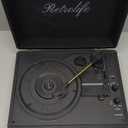 Vinyl Record Player 3-Speed Bluetooth Suitcase Portable Belt-Driven Record Player with Built-in Speakers RCA Line Out AUX in Headphone Jack Vintage Turntable (Black)