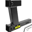 KAIRAY Double Hitch Receiver, 2 inch Trailer Dual Hitch Extension Riser, Hitch Adapter Fits for 2 inch Receiver Extender to 10 inch Max Length, 10 Inch Riser/Drop (Z-shaped)
