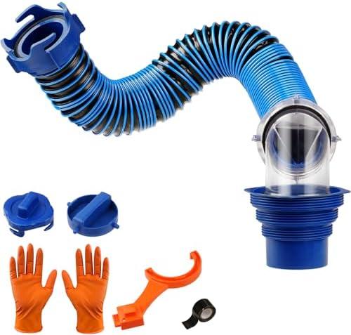 Amazon.com: SheeChung 3FT RV Sewer Hose, Short Camper Sewer Hose for RV Dumping, Heavy-Duty Waste Hose with Swivel Fittings, 90-Degree Clear Elbow, 4-in-1 Adapter, 2 Storage Caps, 1 RV Waste Value Wrench : Automotive