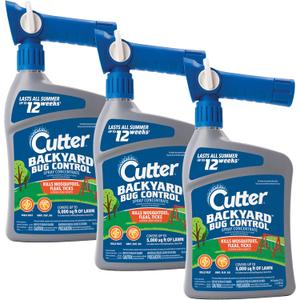 Cutter Backyard Bug Control Spray Concentrate (3 Pack), Kills Mosquitoes, Fleas & Listed Ants, 32 fl Ounce