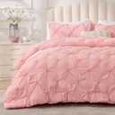 BEDELITE Pink King Size Comforter Set - 3 Pieces Boho Pintuck Bedding Comforter Sets, Lightweight Soft & Warm King Bedding Set with 2 Pillowcases for All Season