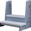 Step2 Hot Tub Storage Steps with Handrails, 2-Step Stool, Waterproof Stairs for Outdoor/Indoor Pool or Jacuzzi, Made of Durable Plastic, Gray