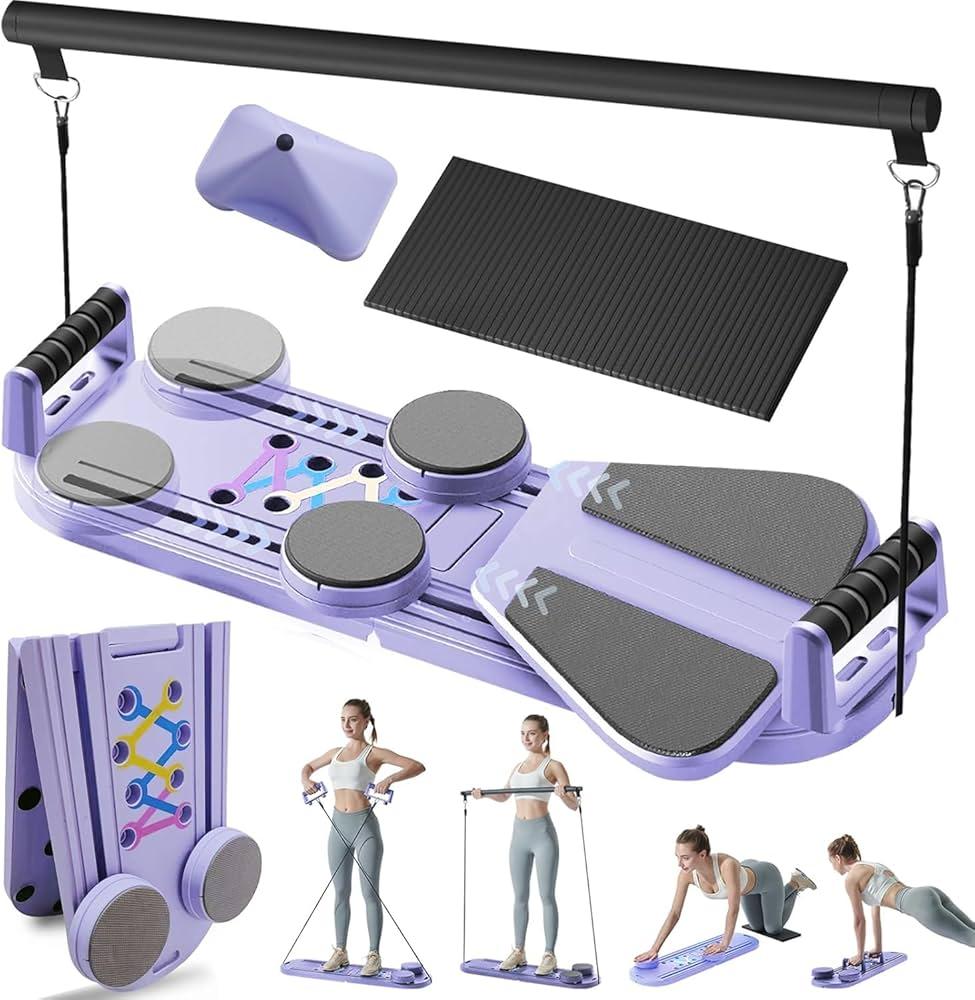 HosculAB Pilates Board - Pilates Reformer Set, 6 in 1 Pilates Boards for Home Workout, Portable and Foldable Pilates Reformers Machine, Multifunctional Pilates Board for Women