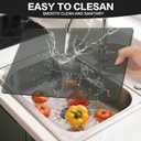 4 Pack Tempered Glass Cutting Board with Anti-Slip Pads, 2 Sizes Rectangle Black Glass Tray Heat-Resistant Chopping Board for Kitchen Countertop, House Warming Gifts, Non-friable