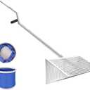 Sea Flea Rake for Beach - Premium 304 Stainless Steel Sand Sifter w 48'' Ergonomic Curved Long Handle, Beach Sifter w Large Basket w Curved Teeth, Sand Crab Catcher for Shark Teeth, Shells