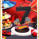 MiniInflat Race Car 7th Birthday Number Sign Centerpiece Race Car Theme 7th Birthday Party Supplies Wooden Table Decoration Photo Props for Boys Seven Years Old