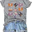 Halloween Shirts for Women Read More Books Shirt Spooky Teacher T-Shirt Party Tee Tops (Large, Grey)