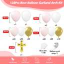 First Communion Balloons - Pink and White Gold with God Bless Balloon Garland Arch Kit Different Size Balloons for First Holy Primera Communion Girl Baptism Christening Decorations