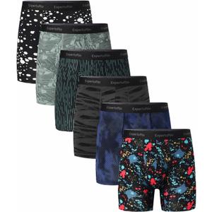 Men's Underwear Viscose from Bamboo Mens Boxer Briefs 6 Inch, Moisture Wicking Underwear for Men Pack, Open Fly (L)