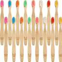 16 Pcs Kids Bamboo Toothbrush Soft Bristle Natural Toothbrush Wooden for Kids with Colorful Bristles and Ergonomic Animal Designs Handles