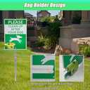 Please Pick Up After Your Dog Sign with Bag Holder, Aluminum No Dog Poop Signs for Yard, Clean Up After Your Dog Yard Sign for Lawn, No Pooping Dog Signs with Stake (Green on white)
