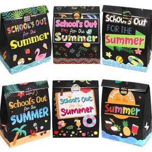 Fancy Land End of Year Party Bags 18PCS School's Out Paper Treat Bags with Stickers Summer Classroom Decoration Party Supplies