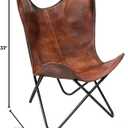 cuero Classy Handmade Dark Brown Leather Butterfly Chair Living Room- Side Hand Stich Leather Chair-Handmade with Powder Coated Folding Black Iron Frame (Cover with Folding Frame), 29.13 X 25.98 X 37.01 Inches
