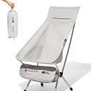 Mobi Garden High Back Camping Chair, Ultralight Hiking Chair with 7075 Aluminum Frame, Portable Lawn Chair with Breathable Mesh Sides & Attached Carry Bag for Hiking, Backpacking, and Festivals, White