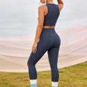 YEOREO SoftHue Workout Leggings for Women Hidden Scrunch Tummy Control Leggings High Waisted Gym Yoga Pants (M, Blue)
