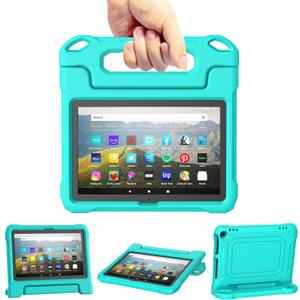 DJ&RPPQ Kids Tablet Case for 8-inch Devices - Incompatible With iPad Samsung, Lightweight Shockproof Case With Handle Stand - Turquoise