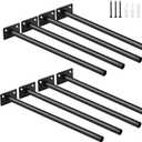8 Pcs 10" Black Steel Floating Shelf Bracket Blind Shelf Supports - Hidden Brackets for Floating Wood Shelves - Concealed Blind Shelf Support  Screws and Wall Plugs Included