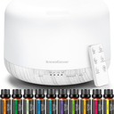 InnoGear Aromatherapy Diffuser & 10 Essential Oils Set, 500ml Essential Oil Diffuser with Remote Control Ultrasonic Cool Mist Scent Humidifier Vaporizer Auto-Off Timer for Room Office Home, White