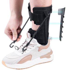 AFO Foot Drop Brace Splint, Adjustable Drop Foot Up Ankle Support for Walking with Shoes, Improve Walking Gait, Fits Right & Left, Women and Men - Black