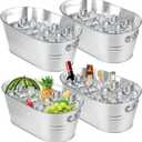 MIVIDE 4 Pack Galvanized Tub 3.3 Gallon Ice Bucket Large Metal Champagne Drink Bucket with Handles Galvanized Ice Buckets for Parties Mimosa Bar Cocktail Bar