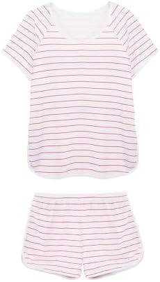 Hilinker Womens Sexy Pajama Set Ruched Lace Trim Cami and Shorts Summer Cute Pjs 2 Piece M
