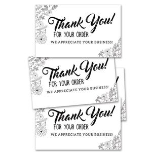 50 Thank You for Your Order Cards, Customer Thank You Cards, Package Insert for Business