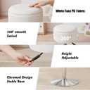 Adjustable Ottoman Stool White Vanity Stool Vanity Chair for Makeup Room Stool Chair for Vanity Stool with Storage Makeup Stools with Storage Swivel Makeup Chair for Bathroom Faux Leather