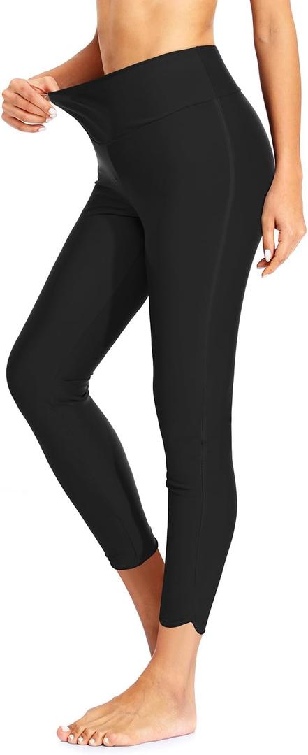 Holipick High Waisted Swim Pants for Women - Swimming Leggings Swimsuit UPF 50+ Rash Guard (Large, Black)