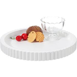 11 in Decorative Tray for Coffee Table Tray Decor White Round Concrete Home Decor Serving Trays White Decorative-Tray for Coffee Dining Room Table-Entryway and Living Room Table