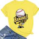 Banana Shirts Baseball Shirt Baseball Player T-Shirts Team Women Baseball Mama Tee Funny Baseball Fan Short Sleeve Top (Yellow) Small