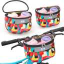 Kids Bicycle Basket, Front Frame Handlebar Bag for Toddler Scooter Tricycle Bike, Fabric Bicycle Basket for Boys & Girls (W/No Strap)