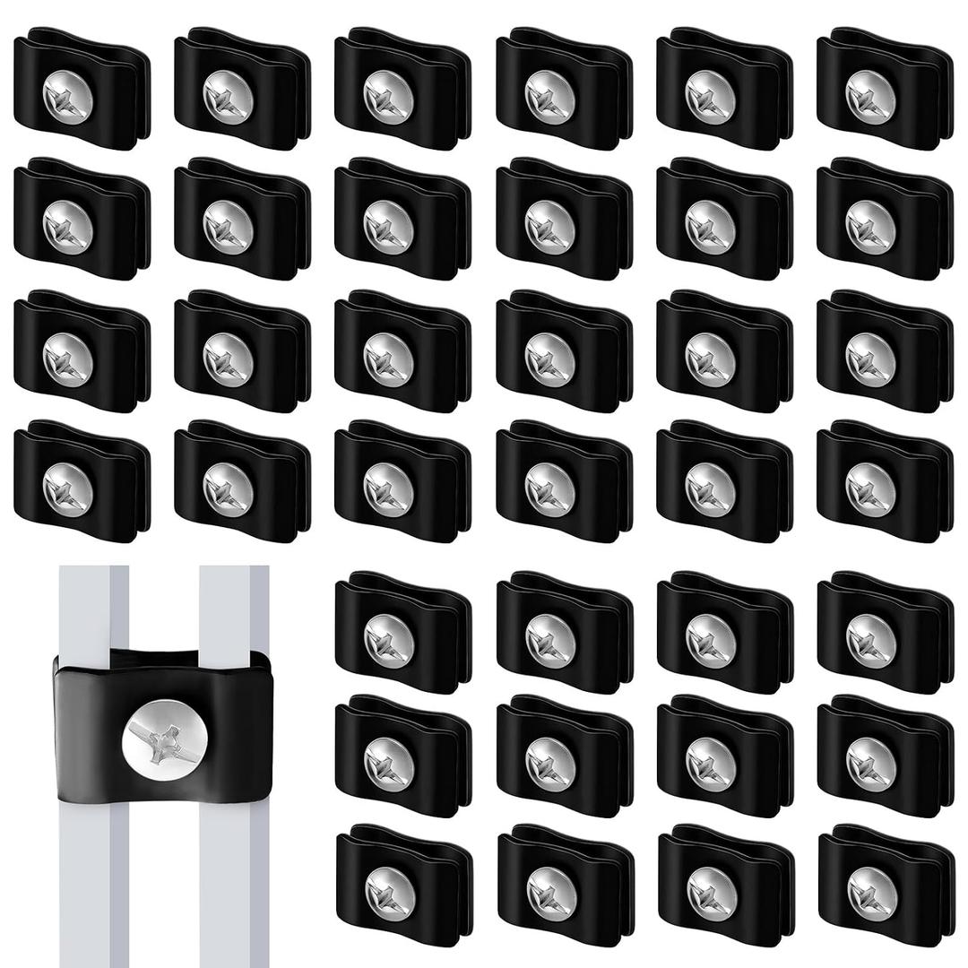 Therwen 100 Pcs Black Gridwall Wire Grid Panel Connector with Screws Metal Joining Clip Accessories for Wall Grid Panels