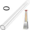 Patio Heater Glass Tube Replacement with Rubber Ring, 49.5 Tall 4 Diameter, Quartz Glass Tube Fit Four-Sided Pyramid Flame Outdoor Heaters Compatible with Hiland, Fire Sense
