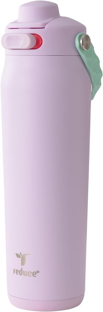 REDUCE Aura Vacuum Insulated 26 oz Water Bottle - Leak-Proof & Chug Spout for Quick Hydration - Keeps Drinks Cold for 30 Hours - Removable Handle for Travel or Gym - Soft Sit Base - Lilac Bud