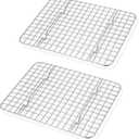 TeamFar Mini Cooling Rack Set of 2, Stainless Steel 8.75 x 6.25 Toaster Oven Grid Rack for Baking Roasting Broiling Grilling, Bakeable Rack for Cookies, Non-Toxic & Heavy Duty, Dishwasher Safe