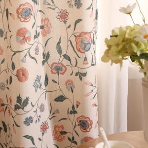 ISAENNE Vintage Linen Semi Blackout Curtains with Grommets,Pink Floral Western Decor Curtain for Kitchen Bedroom Living Room Dining Room Window,1 Panels 65 Inches Wide by 79 Inches Long -Daffy