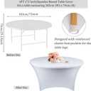 4 Pack 6FT Round Spandex Tablecloth 72 Inch White Stretchable Table Cover Washable and Wrinkle Resistant Table Cloth, Fitted Round Table for Wedding, Banquet, Birthday, Party, Restaurant (White)
