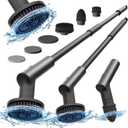HOTO Electric Spin Scrubber, IPX7 Full Body Waterproof Bathroom Cleaning Brush, Max 22 in-lb, Shower Scrubber Brush with Long Handle, 6 Brush Heads, Power Scrubber for Shower, Bathroom, Floor, Tile