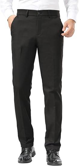 Plaid&Plain Men's Dress Pants Slim Fit Stretch Khaki Pants Wrinkle Free, Size -8x35"