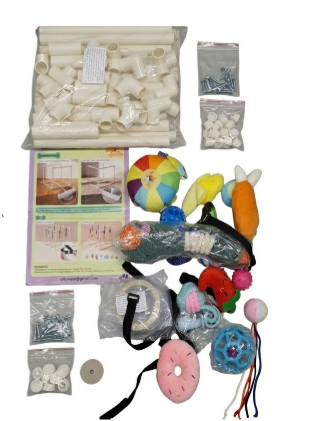 Puppy Play Gym with 12 Toys, Removable Dog Enrichment Playground, Interactive Indoor Training Activity Center for Dogs, Teething & with Squeaky Toys, Fixable