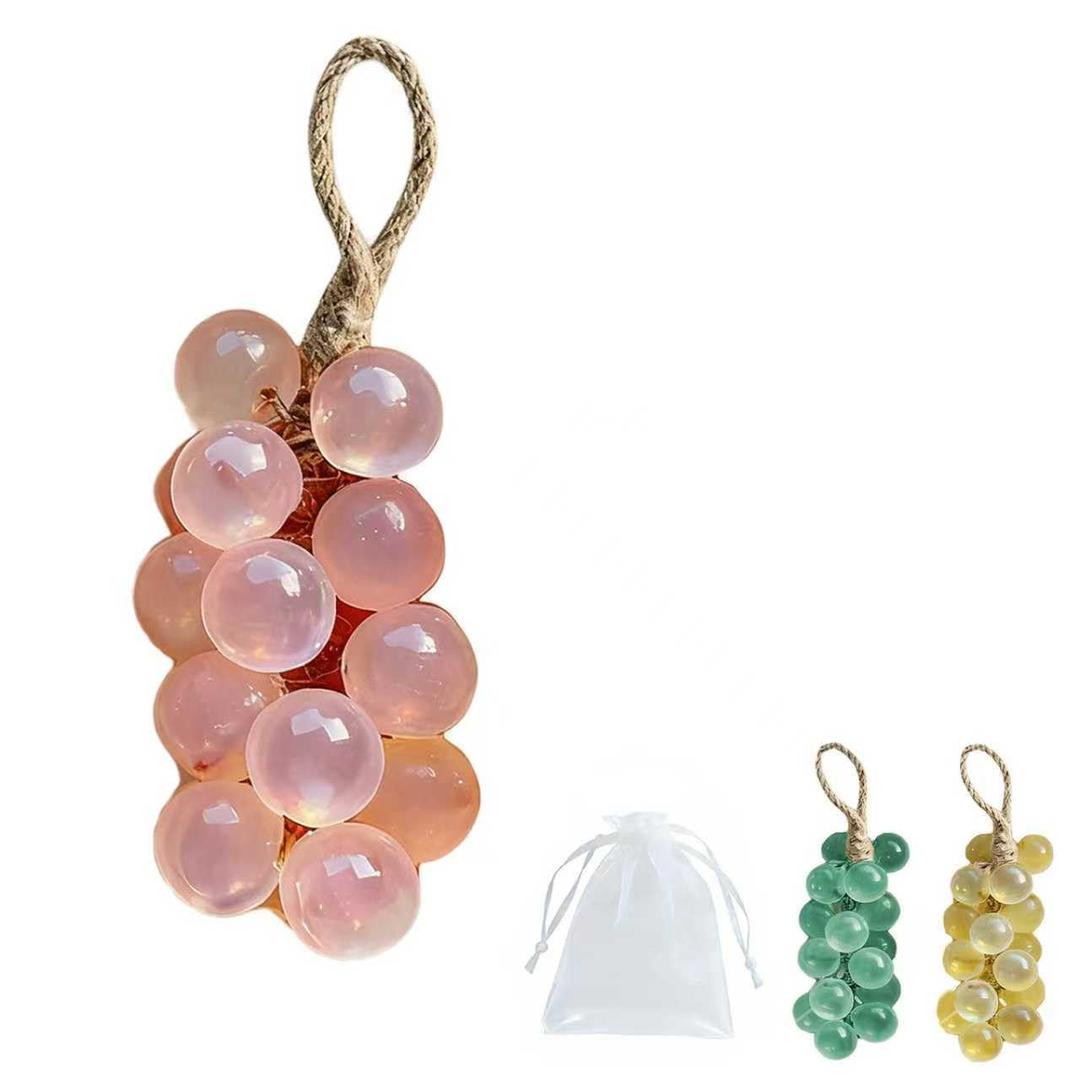 Handcrafted Grape Soap on a Rope - Crystal Grape Cluster for Hand and Body, Natural Cold Process Artisan Soaps, Decorative Soap Bars, Christmas Valentine Gift for Women (1, Pink)