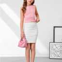 WDIRARA Girl's Ruched Mesh Skirt Bodycon Mini Skirt Stretch Short Skirts