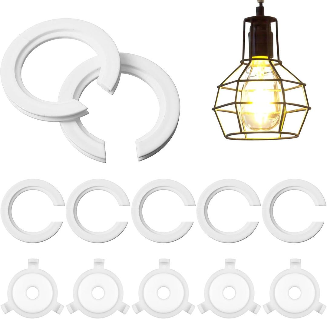 White Lamp Shade Adapter Ring, 5PCS E27 Plastic Lampshade Reducing Ring, Lampshade Reducer Lampe Rings Adapters Lampe Accessories White Lampshades Rings Converter Replacement Washer Adapter