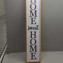 Outdoor 2in1 Welcome Sign for Front Door Home Sweet Home Sign for Farmhouse Tall Outdoor Front Porch Standing 2 Sided 45"X9" Large Vertical Leaner Rustic Outside Decor (Wood White)