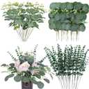 Abzo 90 Pcs 3 Kinds Mixed Eucalyptus Stems Bulk Artificial Eucalyptus Leaves Sprays Faux Oval Eucalyptus Greenery Stems for Wedding Vase DIY Bouquets Bouquet Floral Arrangement Home Decor
