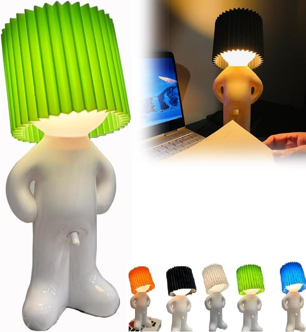 Shy Boy Table Lamp, Creative Charming Bedroom Night Light, Cute Boy Night Light, Interesting Bedside Table Lamp, Holiday Gifts for Him/Her(Green, Standing)