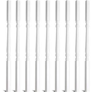 Yaocom Railing Spindles White Vinyl Deck Railings Colonial Style Deck Balusters for European Home Decorative Outdoor Stair Porch Fencing Railings(1 1/4" Sq X 34",Vinyl Railing,9 Pack)